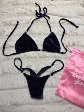 Toxic Angels Velvet purple posing suit
